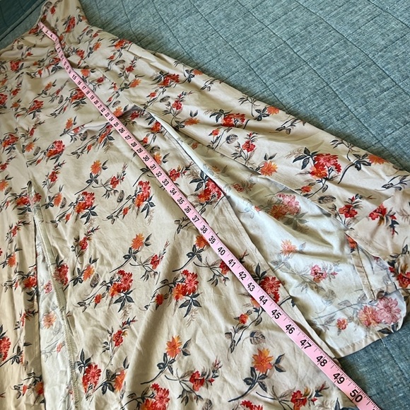 Off the Shoulder Boho Floral Maxi Dress Double Slits in Tan Orange Floral | M - Picture 9 of 10